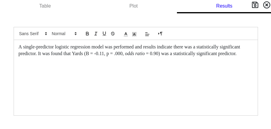 Logistic Regression APA description